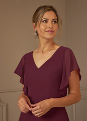 A-Line V-Neck Chiffon Cabernet formal dresses Mother of the Bride Dresses