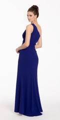 Jimiss asymmetrical collar tight corset and floor length Prom dress