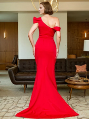 One shoulder sleeveless ball gown mermaid long evening gown