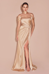 Off shoulder tight corset satin evening gowns