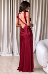 Jimiss square neckline satin backless and floor length Prom dress