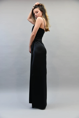 Jimiss - Thin shoulder strap sleeveless off shoulder side slit and floor length Prom dress