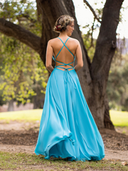 A-line straight tube chiffon and floor length hollow back and floor length formal dress