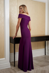 Soft crepe side slit and floor length mother of the bride dress