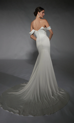 Perfect satin off shoulder slim fit trumpet shaped backless tight corset wedding dress