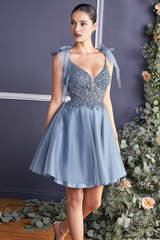 Short A-line sparkling chiffon dress