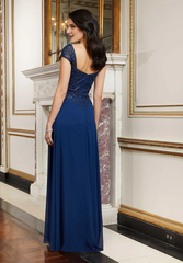 Heart shaped V-neck chiffon sleeve bead embroidery and floor length gown evening dresses