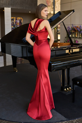 Mermaid tight corset satin sleeveless and floor length evening gown