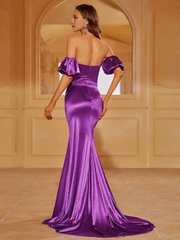 Mermaid pleated tight corset with slit satin and floor length Prom Dress - LD Dress