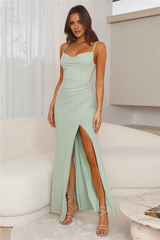 Jimiss scarf collar wrapped with exposed back and side slit long Prom dress