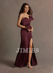 Off shoulder satin butterfly condensation back and floor length evening dress