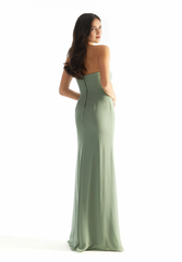 A-line straight tube off shoulder collar chiffon wrapped skirt and floor length dress