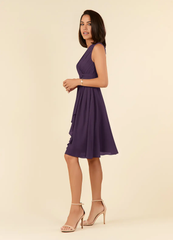 A-Line V-Neck Pleated Chiffon Plum formal dresses evening dress Mother of the Bride Dresses