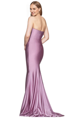Sweetheart collar strapless tight corset and floor length evening dress