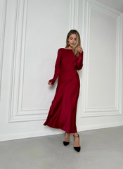 Sheath Crew Neck Long Sleeve Bridesmaid Dress Formal Dresses for Wedding Guest Cocktail Dress Mother of the Bride Dresses
