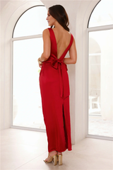 Jimiss round neck backless satin back strap long Prom dress