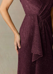 A-Line V-Neck Ruched Mulberry Mother of the Bride Dresses