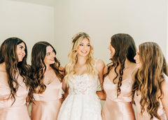 Weitese Beautiful A Line Spaghetti Straps Blush Long Bridesmaid Dress with Split Front