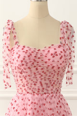 Pink Tulle Spaghetti Straps Prom Dress Short Beautiful