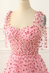 Pink Tulle Spaghetti Straps Prom Dress Short Beautiful