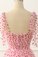 Pink Tulle Spaghetti Straps Prom Dress Short Beautiful