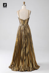 30855 - Amazing A-Line Halter Pleated Sleeveless Sparkly 2024 Prom Party Dress with Slit