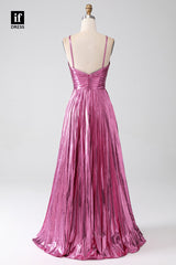 30855 - Amazing A-Line Halter Pleated Sleeveless Sparkly 2024 Prom Party Dress with Slit