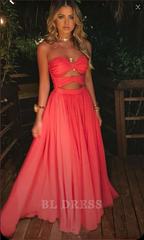 A line Sweetheart Fold Long formal dresses Bridesmaid Dresses evening gown Prom Dress