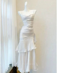 Sheath Elegant Straps Sleeveless White formal dresses Bridesmaid Dresses evening gown Prom Dress