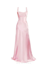A Line Simple Pink Satin formal dresses Bridesmaid Dresses evening gown Prom Dress