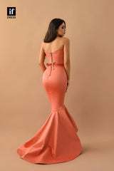32829 - Off-Shoulder V-Neck Ruched Sleeveless Mermaid Long  Prom Party Evening Dress
