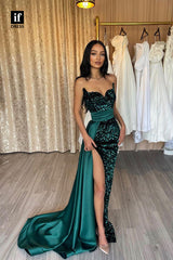 32846 - Off-Shoulder V-Neck Spakrly Long Formal Evening Dress with Slit