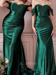 Mermaid Elegant Off The Shoulder Neckline Short Sleeves Green formal dresses Bridesmaid Dresses evening gown Prom Dress