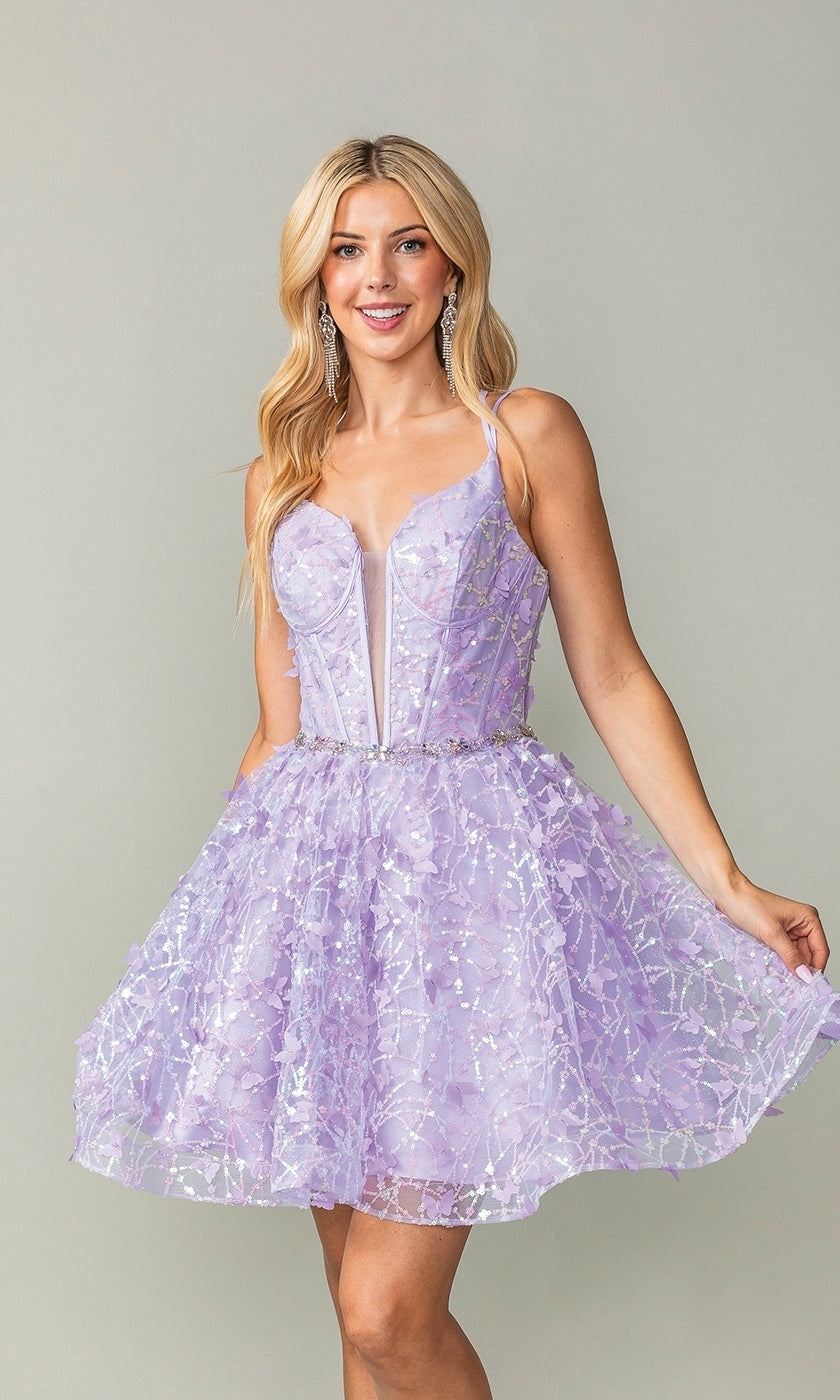 3D Butterfly Short Homecoming Dress 3350