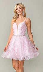 3D Butterfly Short Homecoming Dress 3350