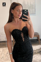 33942 - Off-Shoulder Lace Appliques Sleeveless Mermaid Long Prom Formal Dress