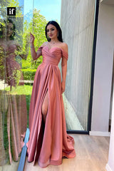 33949 - Elegant Off-Shoulder Cap Sleeves Sweetheart Pleats Formal Dress