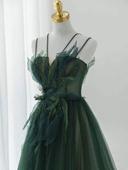 Forest Style Emerald Green Beading Tulle Dress, Prom Dress Fairy,Evening Gown Graduation Party Dress P453