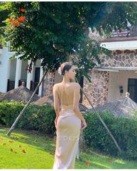 Sheath Sexy Halter V Neck formal dresses Bridesmaid Dresses evening gown Prom Dress