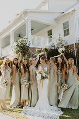 Weitese Mermaid Light Green Long Bridesmaid Dress Party Dress