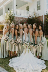 Weitese Mermaid Light Green Long Bridesmaid Dress Party Dress