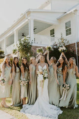 Weitese Mermaid Light Green Long Bridesmaid Dress Party Dress