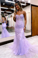 34038 - Off Shoulder Mermaid Sweetheart Lace Appliques Long Prom Evening Dress