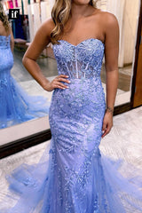 34038 - Off Shoulder Mermaid Sweetheart Lace Appliques Long Prom Evening Dress