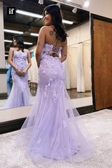 35049 - Classy Scoop Lace Appliques Sleeveless Mermaid Long Evening Prom Dress
