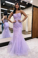 35049 - Classy Scoop Lace Appliques Sleeveless Mermaid Long Evening Prom Dress