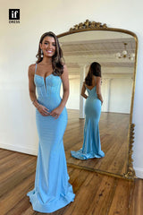 34104 - Elegant Spagetti Straps Deep V-Neck Sheath Prom Formal Dress