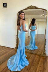 34104 - Elegant Spagetti Straps Deep V-Neck Sheath Prom Formal Dress