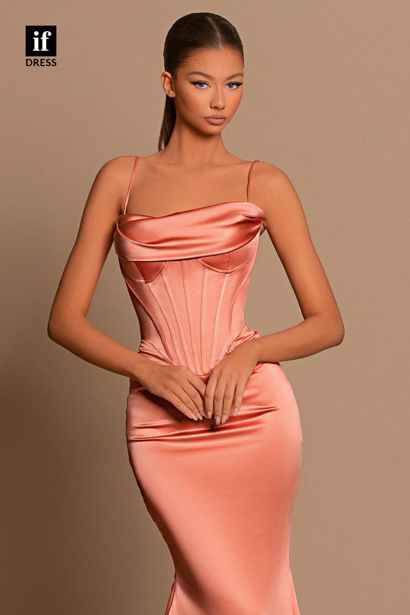34117 - Sexy Spaghetti Straps Square Sleeveless Prom Formal Evening Dress