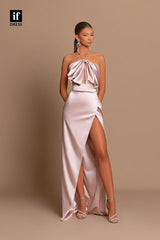34119 - Elegant Halter Side Split Sleeveless Sheath Prom Formal Evening  Dress